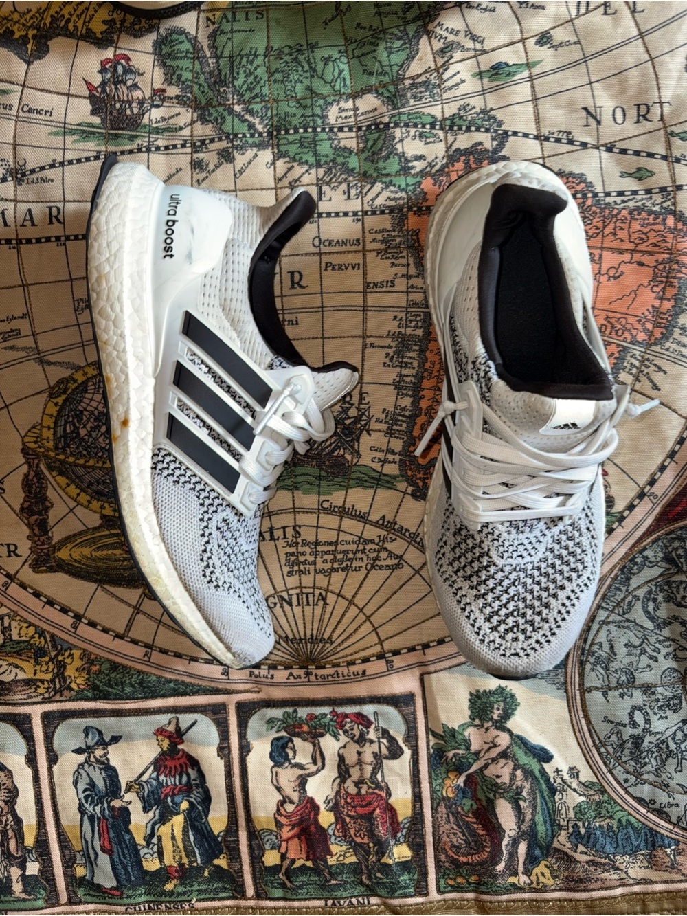 adidas White & Black Knit Running Sneakers